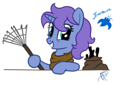 Size: 888x607 | Tagged: safe, artist:brisineo, oc, oc only, oc:jokeblue, pony, unicorn, fallout equestria, fanfic, female, mare, solo