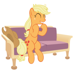 Size: 2000x2000 | Tagged: safe, artist:addiiict, applejack, g4, couch, eyes closed, female, happy, hat, simple background, sitting, solo, transparent background, vector