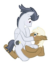 Size: 852x1024 | Tagged: safe, lickety split, rumble, pony, g4, blushing, cutie mark, gay, male, older, stallion