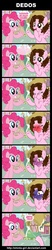 Size: 919x4379 | Tagged: safe, artist:shinta-girl, pinkie pie, oc, oc:shinta pony, g4, comic, fingers, spanish