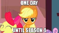 Size: 640x360 | Tagged: safe, screencap, apple bloom, applejack, scootaloo, sweetie belle, g4, animated, countdown, countdown to season 4, female