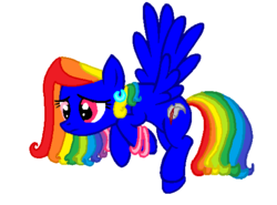 Size: 510x378 | Tagged: safe, artist:gabythehedgehog, oc, oc only, pegasus, pony, female, flying, mare, rainbow hair