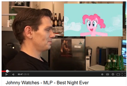 Size: 712x485 | Tagged: safe, pinkie pie, g4, the best night ever, johnny oldschool, non-brony, youtube