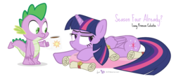 Size: 1000x450 | Tagged: safe, artist:dm29, spike, twilight sparkle, alicorn, pony, g4, season 4, coffee, dialogue, duo, female, mare, scroll, simple background, transparent background, twilight sparkle (alicorn)