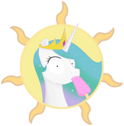 Size: 3200x3240 | Tagged: safe, artist:transparentpony, princess celestia, g4, female, popsicle, solo, sun, surprised