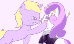 Size: 500x300 | Tagged: safe, artist:a6p, dinky hooves, sweetie belle, ask dinky doo, g4, meanie belle, meanie vs dinky, punch, tumblr