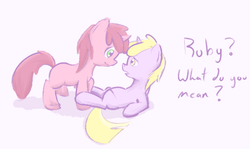 Size: 600x357 | Tagged: safe, artist:a6p, dinky hooves, ruby pinch, pony, unicorn, ask dinky doo, g4, female, filly, lesbian, ship:dinkypinch, shipping, tumblr