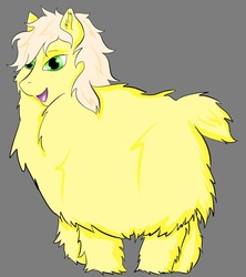 Size: 1297x1460 | Tagged: safe, artist:melinda chovexani, earth pony, fluffy pony, pony, fluffybooru, happy, solo