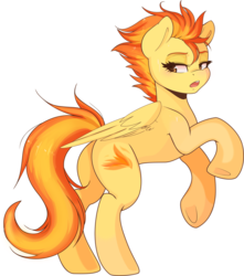 Size: 8410x9500 | Tagged: safe, artist:sagegami, artist:spittfireart, spitfire, pegasus, pony, g4, absurd resolution, butt, concave belly, female, plot, rearing, simple background, slender, solo, thin, transparent background, underhoof, vector