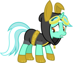 Size: 1293x1112 | Tagged: safe, artist:punzil504, lyra heartstrings, pony, unicorn, g4, bunny ears, clothes, dangerous mission outfit, female, goggles, hoodie, mare, simple background, solo, transparent background