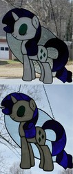 Size: 713x1685 | Tagged: safe, artist:martianglasswork, rarity, g4, irl, photo, stained glass, stained glass (irl)