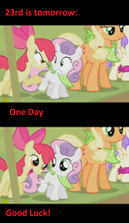 Size: 852x1468 | Tagged: safe, apple bloom, applejack, sweetie belle, g4, countdown, one day