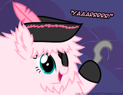 Size: 650x500 | Tagged: safe, artist:mixermike622, oc, oc only, oc:fluffle puff, g4, eyepatch, hat, hook, pirate, single panel, solo