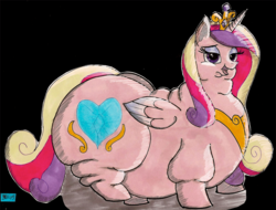 Size: 1101x835 | Tagged: safe, artist:squishyluna, princess cadance, pony, g4, big belly, butt, chubby cheeks, double chin, fat, female, huge butt, large butt, obese, plot, princess decadence, solo, waddle, wide hips