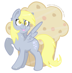 Size: 664x671 | Tagged: safe, artist:cleventine, derpy hooves, pegasus, pony, g4, female, giant muffin, mare, muffin, solo, tongue out