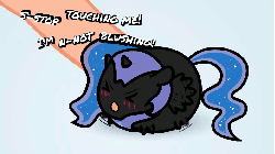 Size: 792x444 | Tagged: safe, artist:4as, nightmare moon, alicorn, pony, g4, animated, blatant lies, blob, blushing, chibi, cute, dialogue, eyes closed, flash, game, i am the night, link, moonabetes, no touching, open mouth, poking, touch, tsundere, tsundere moon