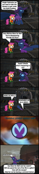Size: 1047x4691 | Tagged: safe, artist:bronybyexception, mare do well, scootaloo, g4, arkham origins, batman, comic, glitch, parody, ponies in video games, robin, video game
