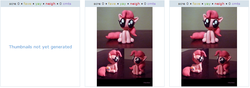 Size: 790x277 | Tagged: safe, pinkie pie, derpibooru, g4, exploitable meme, juxtaposition, juxtaposition fail, juxtaposition win, meme, meta