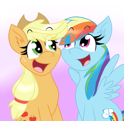 Size: 3650x3550 | Tagged: safe, artist:luckynight48, applejack, rainbow dash, g4, cute