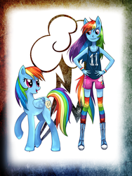 Size: 1768x2356 | Tagged: safe, artist:ange4l, rainbow dash, anthro, g4, anthro ponidox, human facial structure, skinny, thin, tights