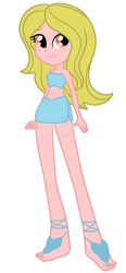 Size: 388x837 | Tagged: safe, artist:kog, oc, oc only, oc:typhoon, equestria girls, g4, askthesixelementals, bandeau, barefoot, barefoot sandals, belly button, cankles, clothes, equestria girls-ified, feet, midriff, simple background, skirt, solo, wind