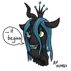 Size: 769x769 | Tagged: source needed, safe, artist:datponypl, queen chrysalis, changeling, changeling queen, g4, drink, female, it begins, solo, wine