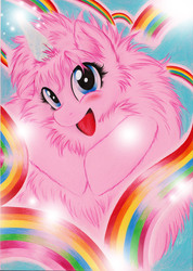 Size: 2484x3496 | Tagged: safe, artist:beti-young, oc, oc only, oc:fluffle puff, pink fluffy unicorns dancing on rainbows, solo