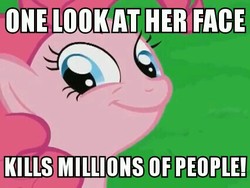 Size: 426x320 | Tagged: safe, pinkie pie, smile hd, g4, bronybait, context is for the weak, cute, diapinkes, female, hnnng, image macro, looking at you, smiling, smiling at you, smirk, solo focus