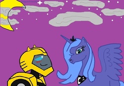 Size: 848x587 | Tagged: safe, artist:dieguinprimexd, princess luna, g4, bumblebee (transformers), crossover, s1 luna, transformers, transformers animated