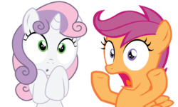 Size: 1500x900 | Tagged: safe, scootaloo, sweetie belle, g4, simple background, transparent background, vector