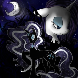 Size: 3990x3990 | Tagged: safe, artist:kawaiimangaartist, nightmare rarity, rarity, g4, moon