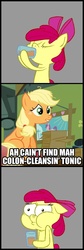 Size: 317x943 | Tagged: safe, apple bloom, applejack, g4, drink meme, exploitable meme, meme