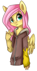 Size: 1081x2051 | Tagged: safe, artist:facerenon, discord, fluttershy, pegasus, anthro, g4, clothes, eyeshadow, female, hoodie, makeup, simple background, solo, standing, transparent background