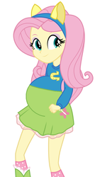 Size: 503x938 | Tagged: safe, fluttershy, equestria girls, g4, background pony strikes again, female, preggoshy, pregnant, pregnant edit, simple background, solo, teen pregnancy, white background