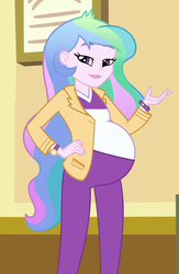 Size: 696x1067 | Tagged: safe, princess celestia, principal celestia, human, equestria girls, g4, celestia's office, female, momlestia, preglestia, pregnant, pregnant edit, pregnant equestria girls, principal preglestia, solo