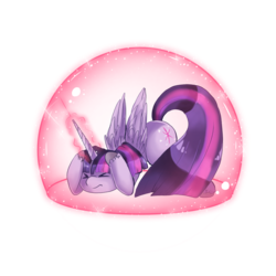 Size: 900x900 | Tagged: safe, artist:loyaldis, twilight sparkle, alicorn, pony, g4, barrier, bubble, cowering, face down ass up, female, force field, frown, in bubble, magic, simple background, solo, transparent background, twilight sparkle (alicorn), unshorn fetlocks