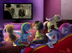 Size: 667x500 | Tagged: safe, applejack, fluttershy, pinkie pie, rainbow dash, rarity, twilight sparkle, oc, oc:pauly sentry, g4, an adventure in space and time, doctor who, exploitable meme, mane six, matt smith, meme, sad movie meme, william hartnell