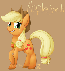 Size: 1892x2063 | Tagged: dead source, safe, artist:imp-oster, applejack, g4, crossed hooves, element of honesty, female, looking at you, smiling, solo