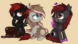 Size: 1920x1080 | Tagged: safe, artist:pepooni, oc, oc only, oc:doodles, oc:pack rat, oc:zanon, pegasus, pony, blank flank, female, heterochromia, mare, unshorn fetlocks