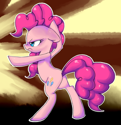 Size: 1488x1536 | Tagged: dead source, safe, artist:bakemono-san, pinkie pie, earth pony, pony, g4, bipedal, female, fighting stance, karate, solo