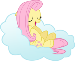 Size: 1673x1366 | Tagged: safe, artist:zacatron94, fluttershy, pegasus, pony, g4, cloud, eyes closed, female, mare, open mouth, simple background, sleeping, solo, transparent background