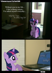 Size: 1712x2400 | Tagged: safe, artist:paris7500, twilight sparkle, pony, unicorn, g4, camera, comic, computer, doorway, emulation, female, happy, irl, laptop computer, mare, photo, pokémon x and y, ponies in real life, sad, unicorn twilight, vector