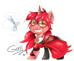 Size: 1200x1000 | Tagged: safe, artist:i-am-m-o-i, pony, black butler, grell, grell sutcliff, kuroshitsuji, ponified, scissors, solo