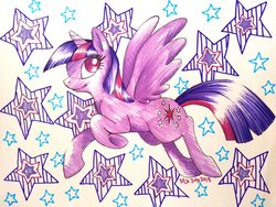 Size: 1024x768 | Tagged: safe, artist:mileniakitsuvee, twilight sparkle, alicorn, pony, g4, female, mare, solo, traditional art, twilight sparkle (alicorn)