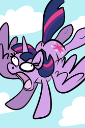 Size: 1280x1920 | Tagged: dead source, safe, artist:irishthorns, twilight sparkle, alicorn, pony, g4, season 4, cloud, cloudy, derp, faic, falling, female, flying, majestic as fuck, mare, open mouth, solo, twilight sparkle (alicorn)