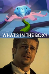 Size: 442x340 | Tagged: safe, human, g4, my little pony: friendship is magic, princess twilight sparkle (episode), season 4, brad pitt, chest of harmony, exploitable meme, parody, se7en, what's in the box?, youtube link