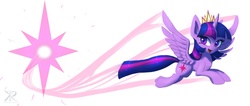 Size: 1975x840 | Tagged: safe, artist:grissaecrim, twilight sparkle, alicorn, pony, g4, princess twilight sparkle (episode), season 4, female, flying, looking at you, mare, new crown, open mouth, smiling, solo, spread wings, twilight sparkle (alicorn), twilight starburst