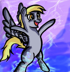 Size: 880x908 | Tagged: safe, artist:meleetheman, derpy hooves, pegasus, pony, g4, bored, female, lightning, mare, overpowered, solo