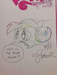 Size: 768x1024 | Tagged: safe, artist:andy price, rainbow dash, g4, female, pirate, pirate dash, solo, traditional art, why is the rum gone