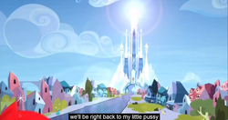 Size: 1148x606 | Tagged: safe, screencap, g4, princess twilight sparkle (episode), crystal empire, funny, funny as hell, meme, my little pussy screeched, youtube caption